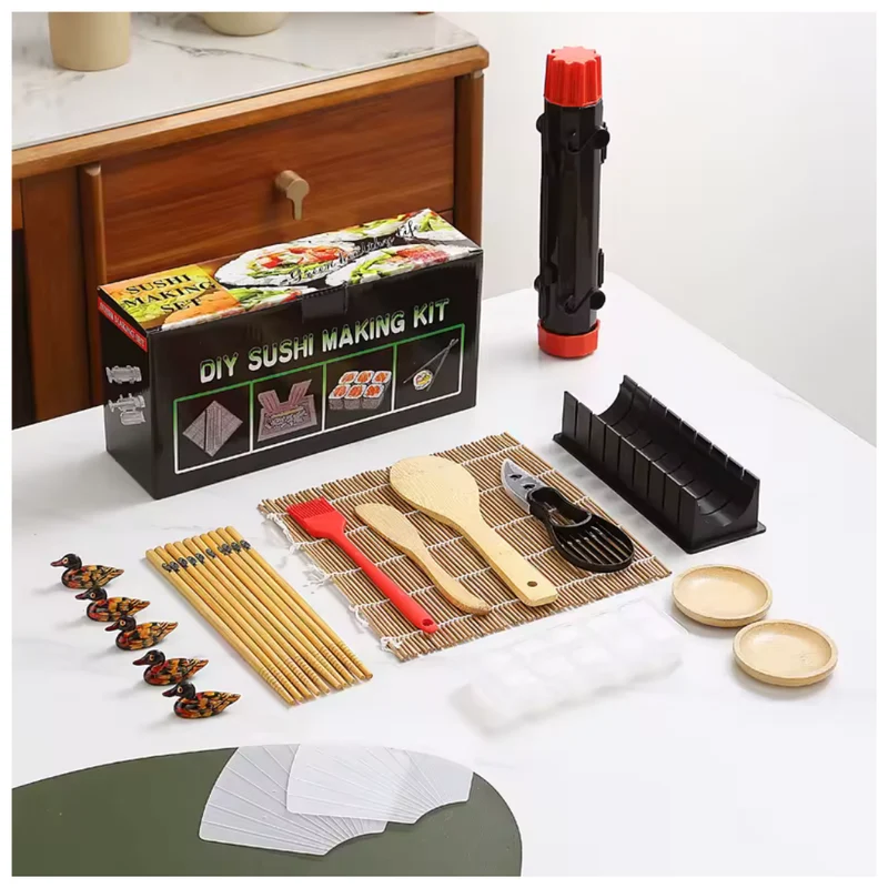 Livista Sushi Maker Set – Complete Sushi Set met Sushirol, Bamboematten, Sushi Mallen en Accessoires – 5 Paar Eetstokjes – Thuis Sushi Maken