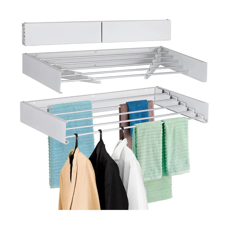 Livista Opvouwbaar Wanddroogrek – 100x50x10.5 cm – Aluminium – Stevig en Ruimtebesparend – Voor Binnen & Buiten – Wit