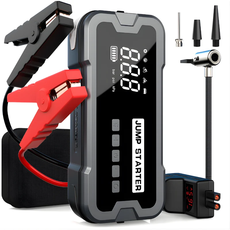 Truskore 12V Jumpstarter voor Auto met Compressor - 4000A / 24.000 mAh - 5-in-1 Starthulp met Compressor, Powerbank, LED Zaklamp en SOS Noodlicht - Incl. Hardcover
