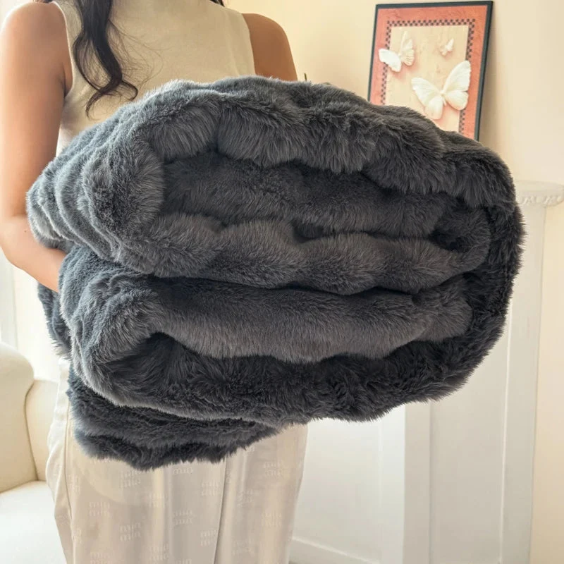 Sansoti - Dubbel­laagse Fleece Deken van Imitatie Konijnenbont – Ultiem Zacht & Warm Comfort