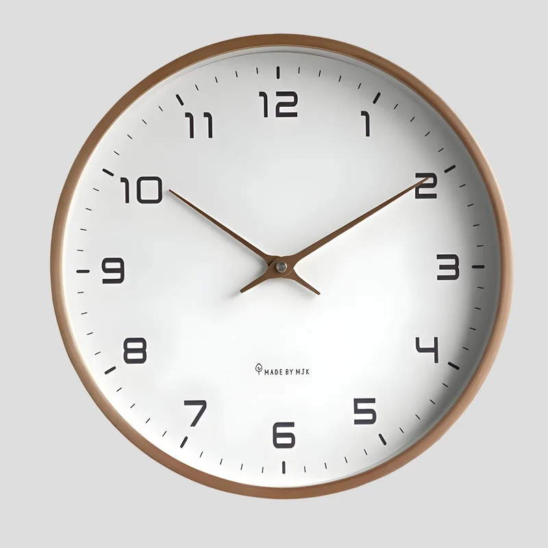 Moderne ronde houten wandklok met stilzwijgend uurwerk voor woonkamer, keuken en slaapkamer | Sansoti