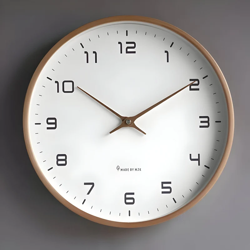 Moderne ronde houten wandklok met stilzwijgend uurwerk voor woonkamer, keuken en slaapkamer | Sansoti