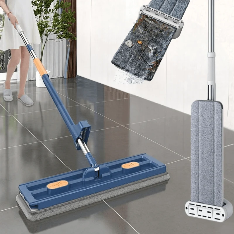360° Flat Mop met Microvezel & Verstelbare Steel – Streeploos Schoonmaken | Sansoti