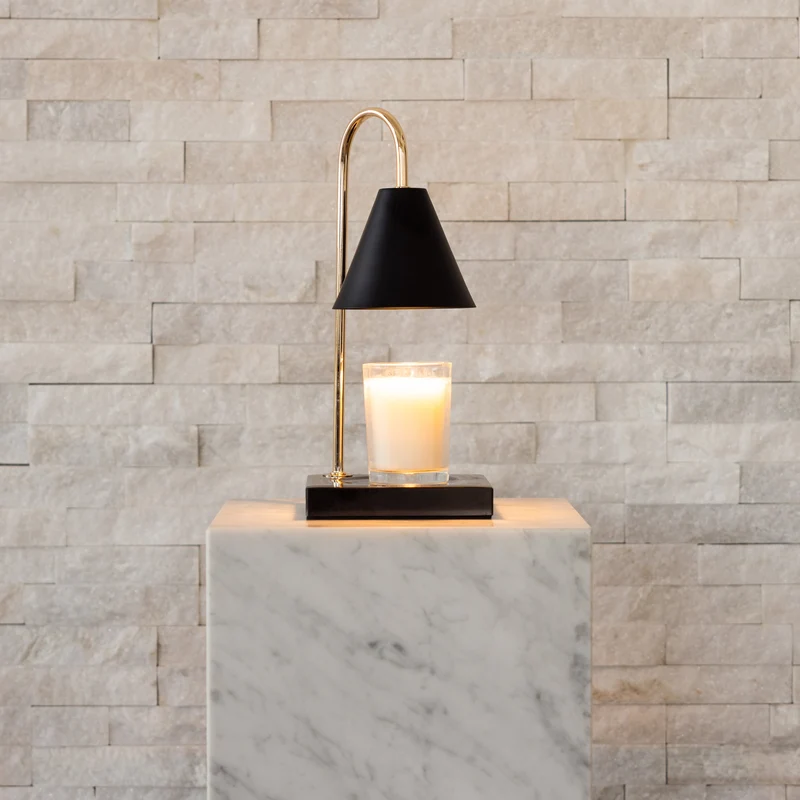 Luxe Kaarsverwarmer Lamp Met Tijdloze Marmeren Afwerking En Vlamloze Warmte | Sansoti