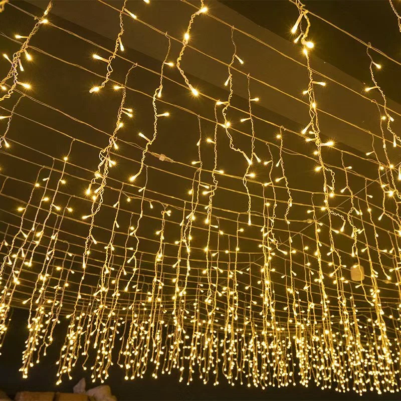 50 Meter Led IJspegel Lichtgordijn Met Warm Wit Waterfallicht Voor Buiten | Sansoti