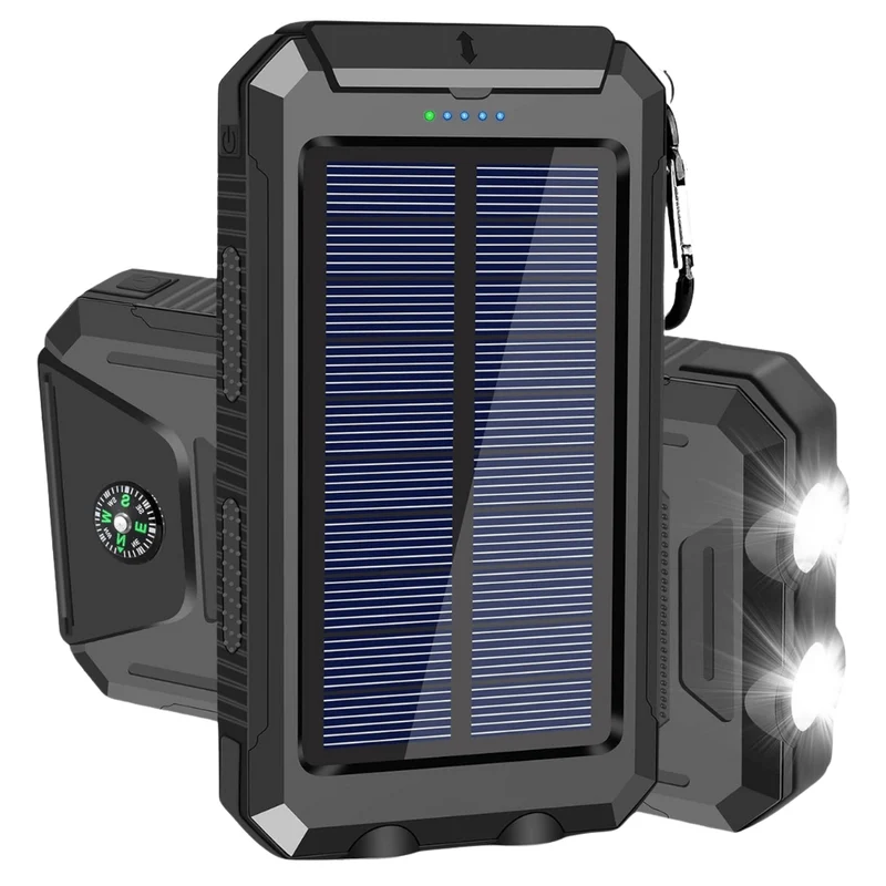 Zonnepanelen Powerbank 10000 mAh Met Waterdichte Behuizing Voor Outdoor Gebruik | Sansoti