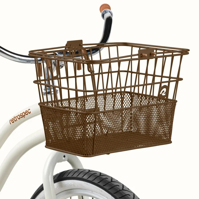 eBike Basket - Retrospec Apollo Steel Bike Basket - Brown