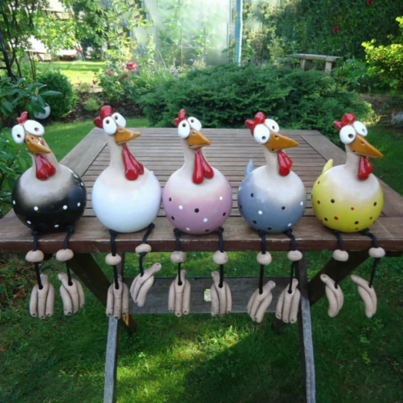 RusticRooster - Levendig Kippen Tuinbeeld voor Buiten