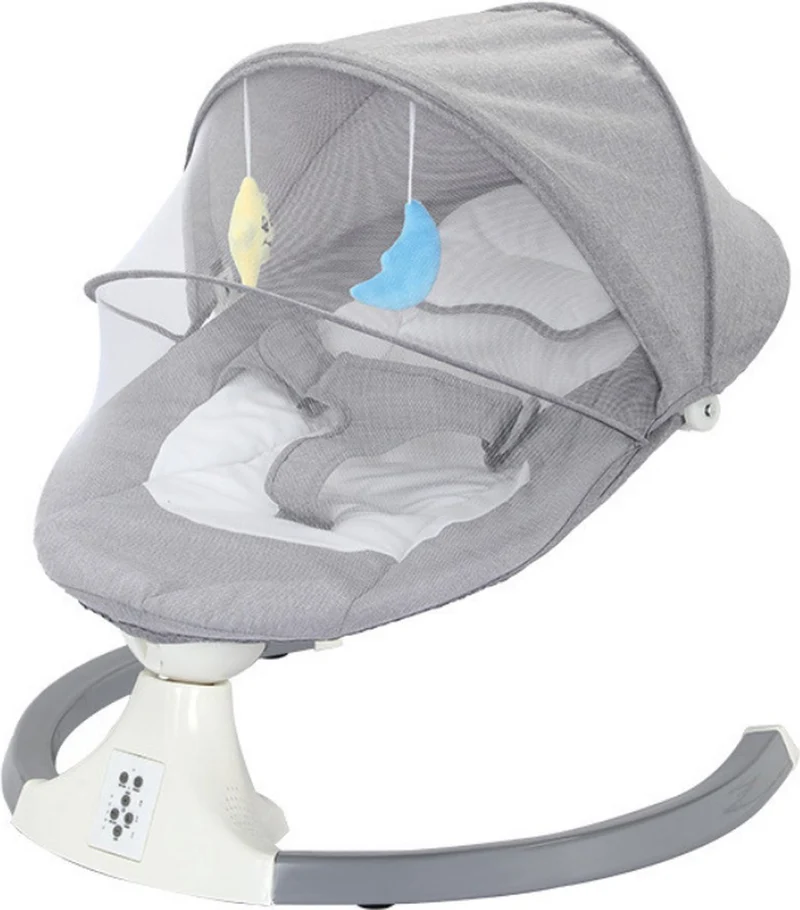 Livista® - Elektrische Baby Schommelstoel – Afstandsbediening – 3 Verstelbare Snelheden – Comfortabel en Stijlvol – Grijs – Met Zonnescherm – Afneembare en Wasbare Bekleding