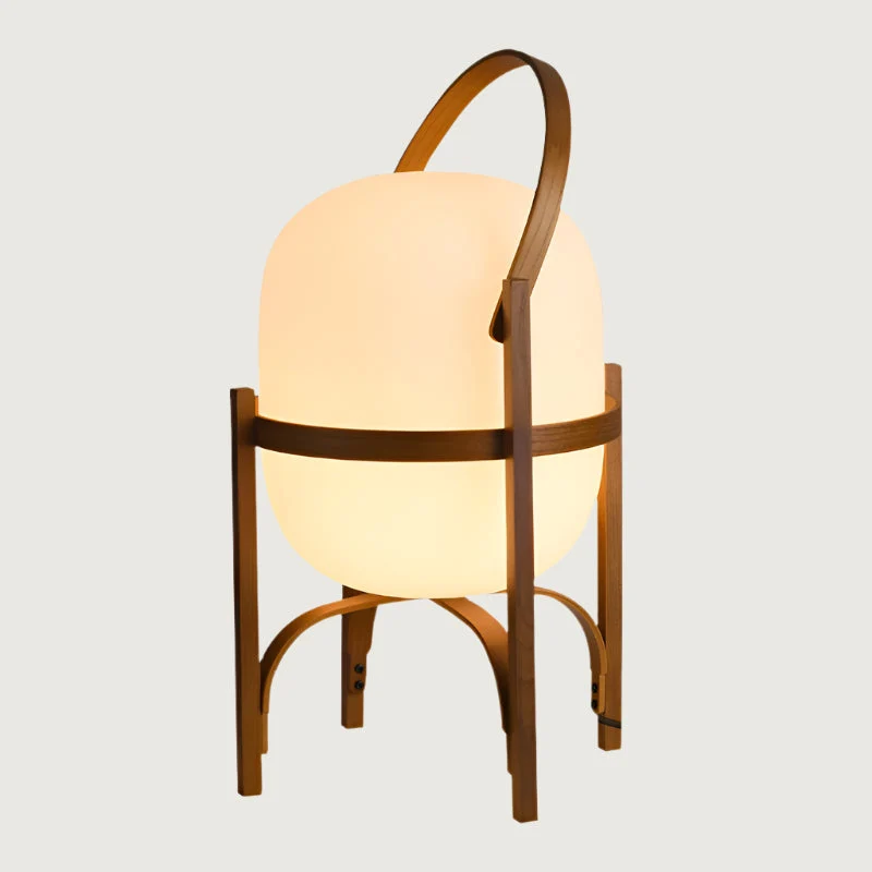 Tafellamp Hout Opaal Glas Naturel 3 Maten Woonkamer Slaapkamer Sfeerverlichting Staande Lamp Japandi Scandinavisch | Sansoti