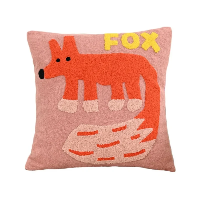 Kussenhoes Dieren Borduurwerk Scandinavisch 45x45 Polyester Katoen | Sansoti