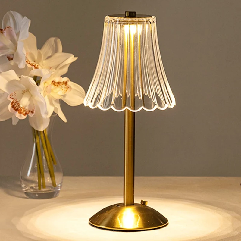 Tafellamp Touch Dimbaar LED Kristal Goud Aluminium Acryl Slaapkamer Woonkamer | Sansoti