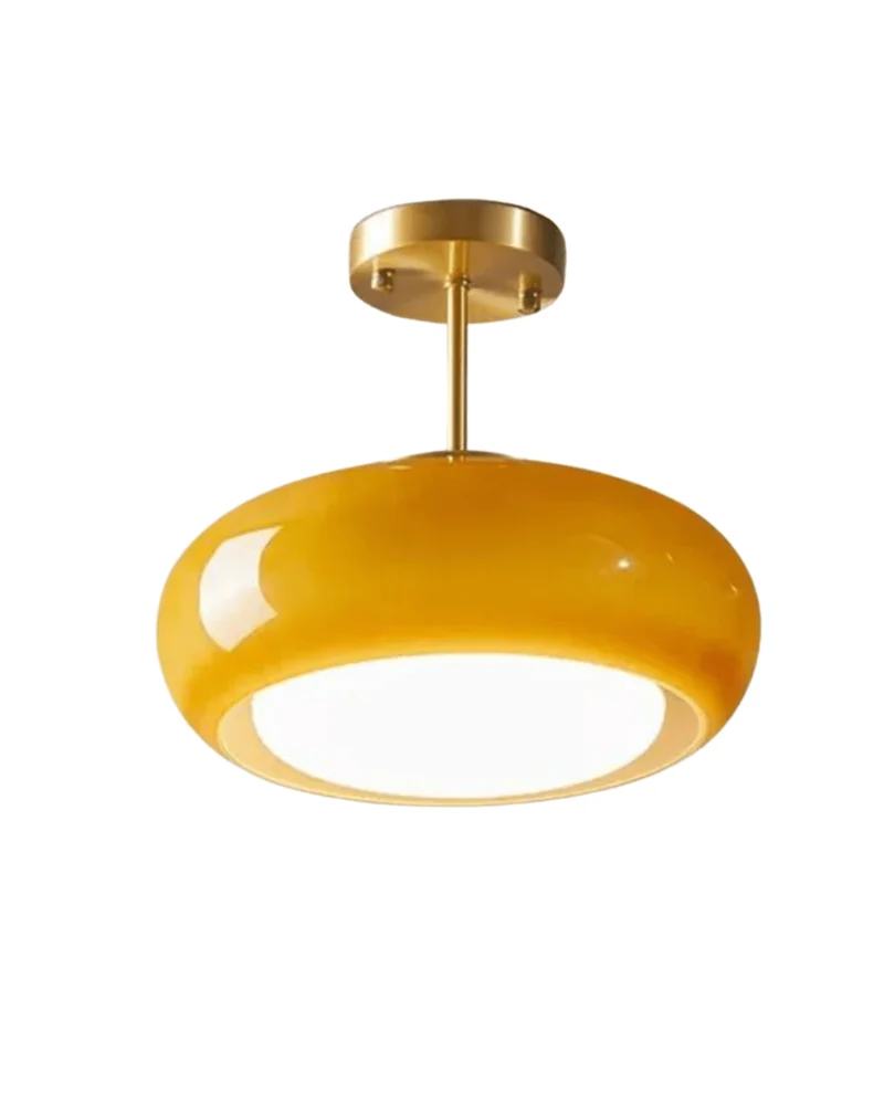 Hanglamp Glas Goud 40cm E27 Amber Wit Modern Design | Sansoti