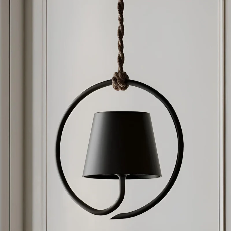 Hanglamp Draadloos Oplaadbaar LED Retro Metaal Zwart Wit Pendellamp Modern | Sansoti