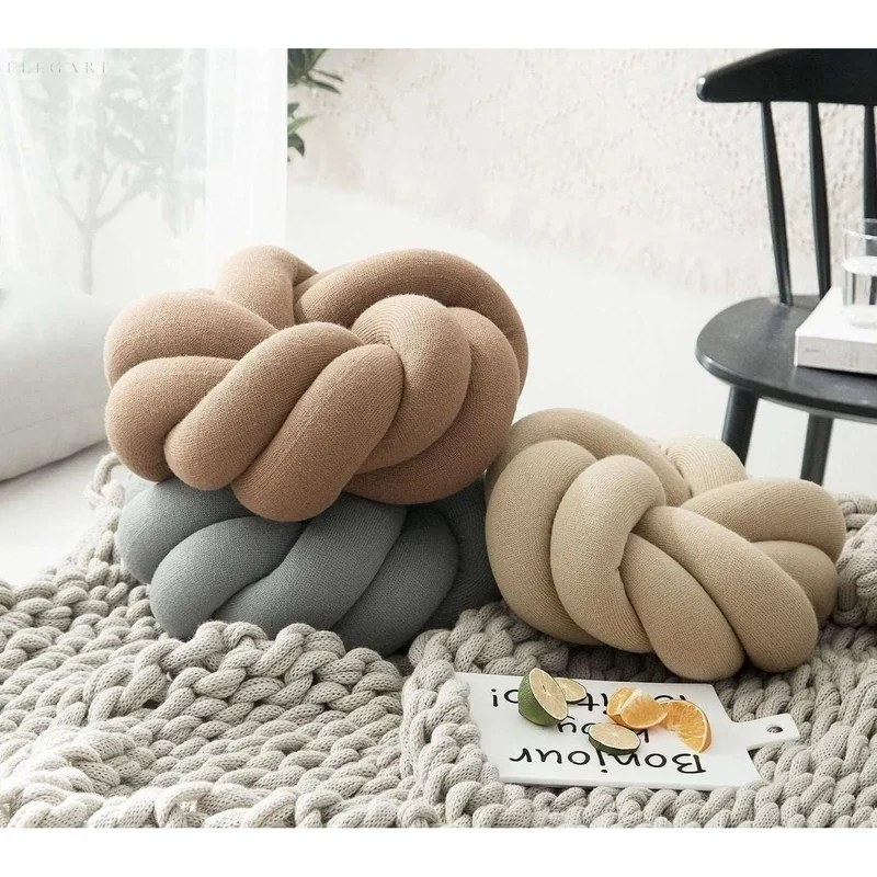 Sierkussen Knoop Rond Fluweel Decoratief 30cm Scandinavisch | Sansoti