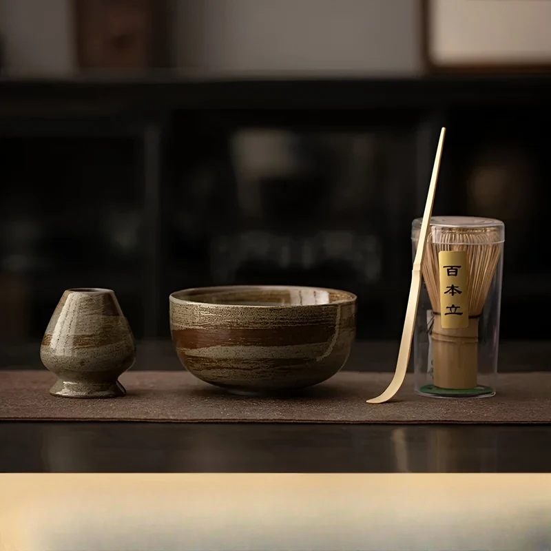 Matcha Set 4 Delig Keramiek Met Bamboe Klopper | Sansoti
