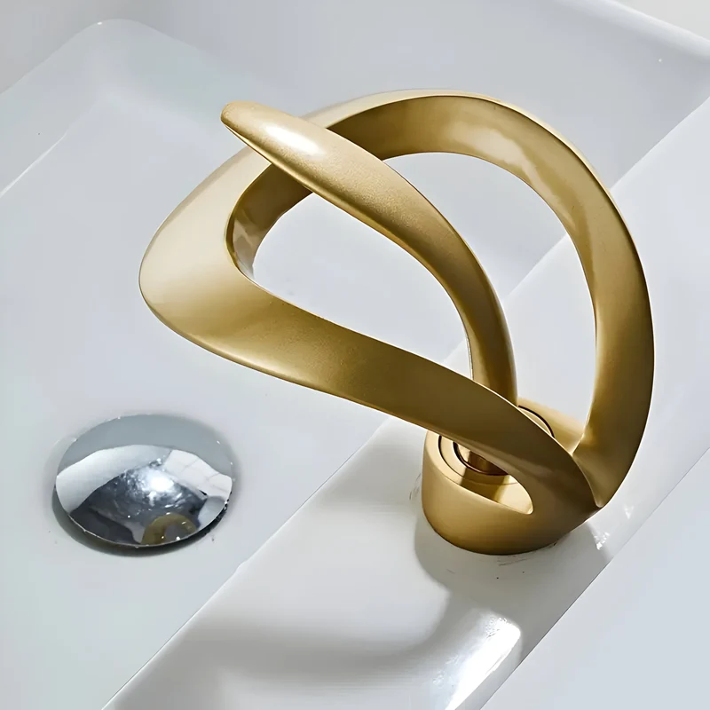 Wastafelkraan Design Waterval Mengkraan Messing Modern | Sansoti