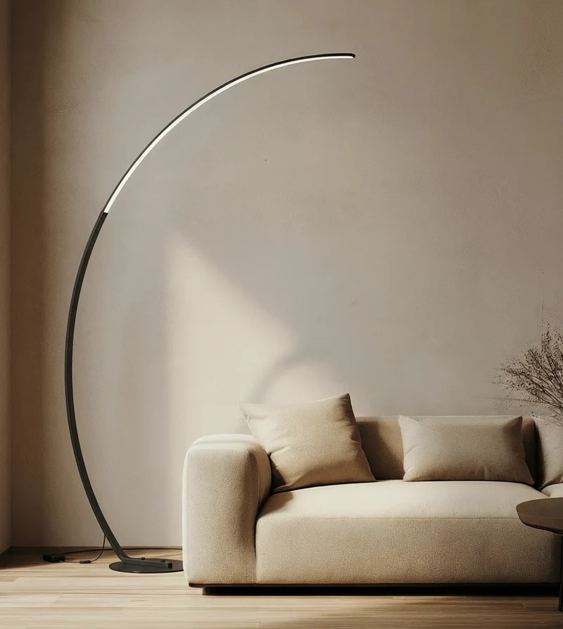LED Vloerlamp Booglamp Zwart Wit Dimbaar 170cm Modern Design | Sansoti
