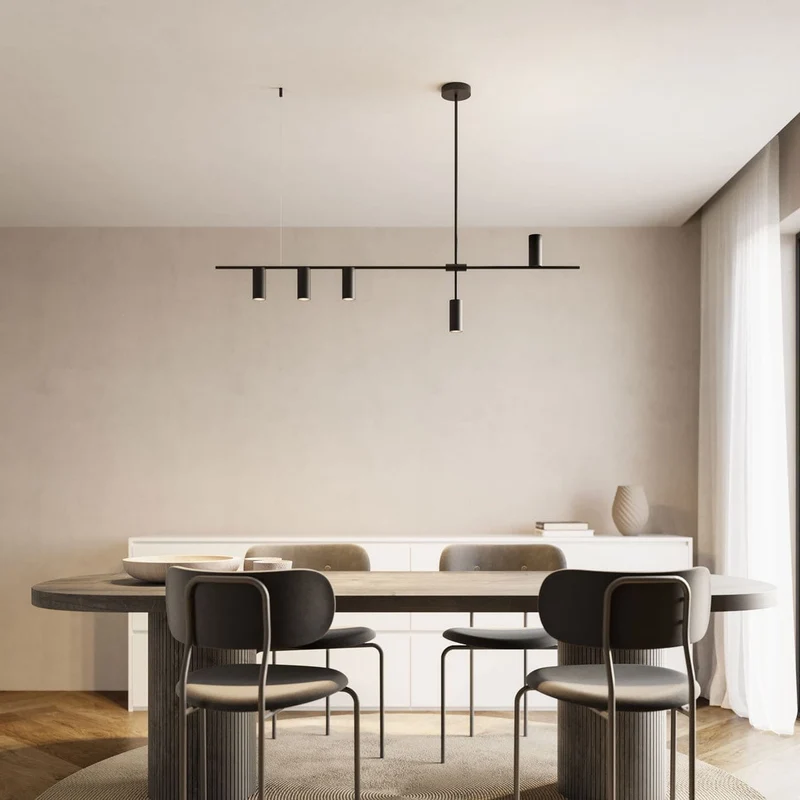 Hanglamp Aluminium Zwart 122cm Asymmetrisch Design Modern | Sansoti