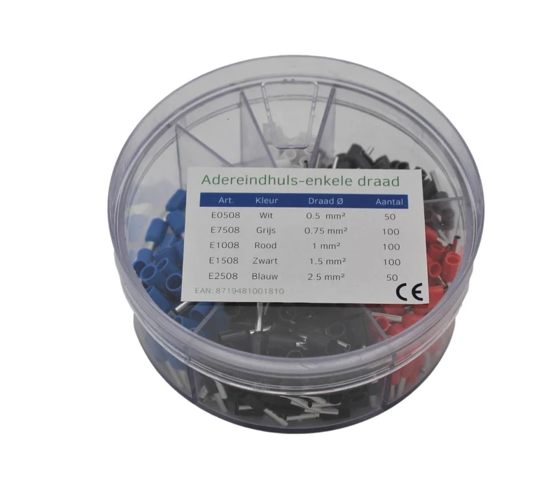 Set adereindhulzen voor enkele draad - 0,5 tot 2,5 mm²
