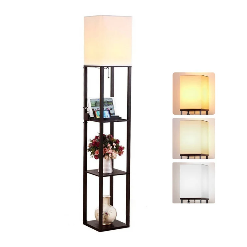 Livista® Staande Vloerlamp – met 3 Planken – 3-Kleuren Dimbaar – USB Oplaadfunctie – 160 cm – Modern & Functioneel