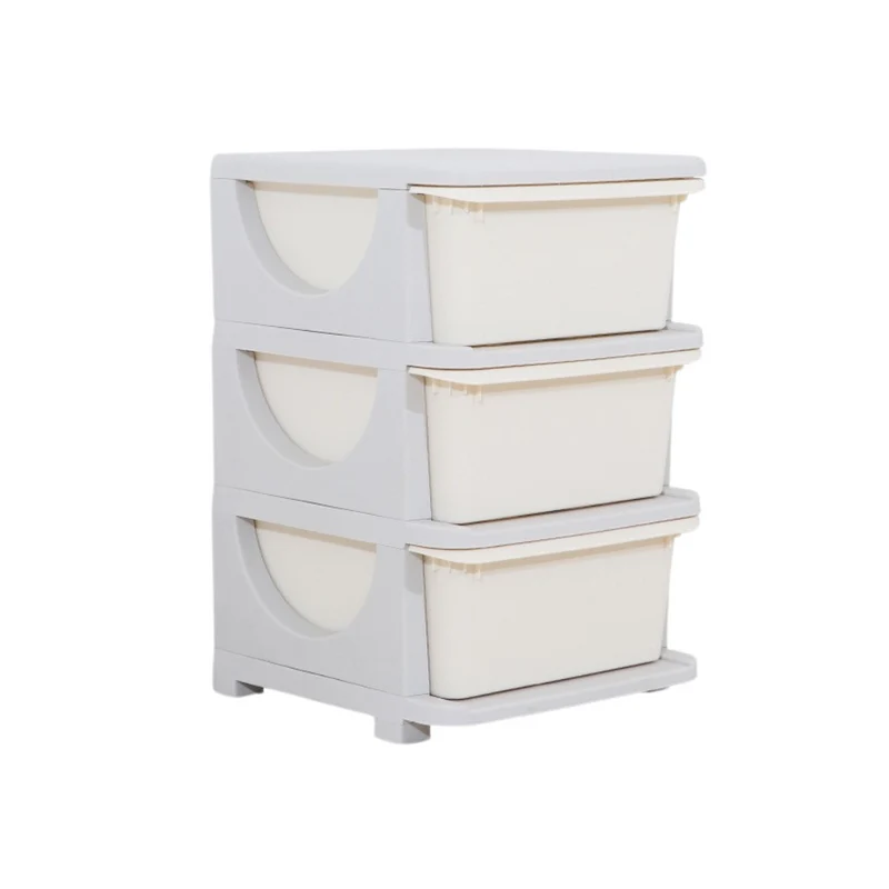 Livista Opbergboxen – 3 Ruime Lades – Voor Speelgoed en Kleding – Anti-Uitval Systeem – Veilig & Duurzaam – 56x37x37.5 cm – Beige/Grijs