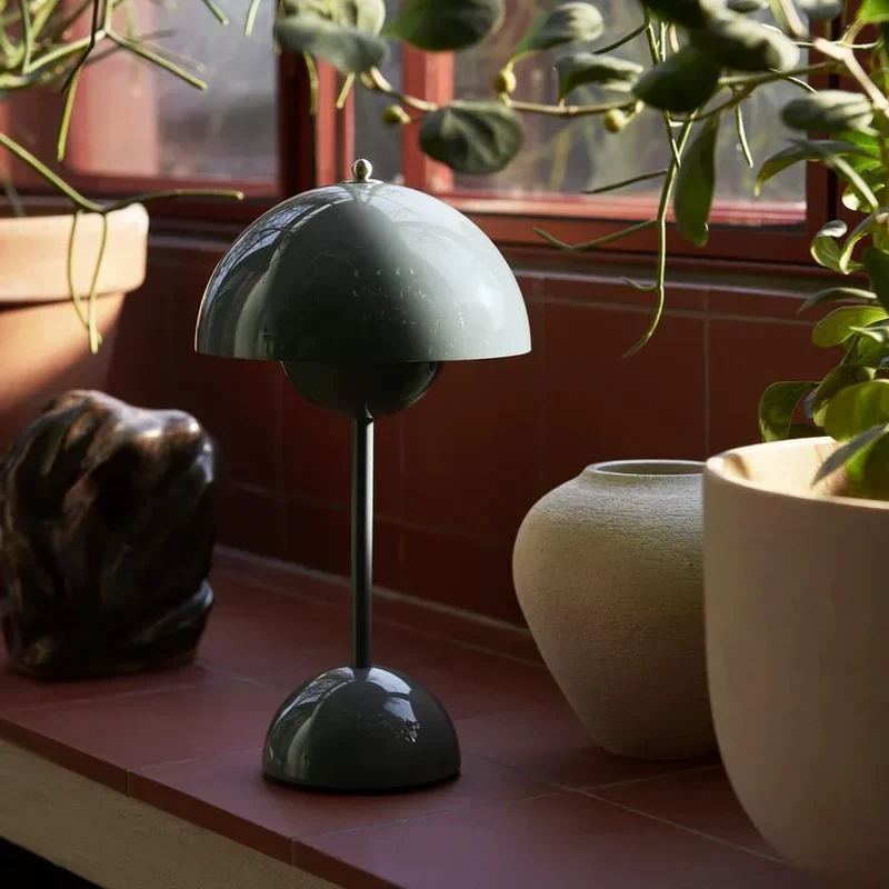 Paddenstoel Tafellamp Dimbaar Touch 30cm LED Bureaulamp Oplaadbaar Metaal Modern Design Leeslamp Sfeerlamp Geel | Sansoti