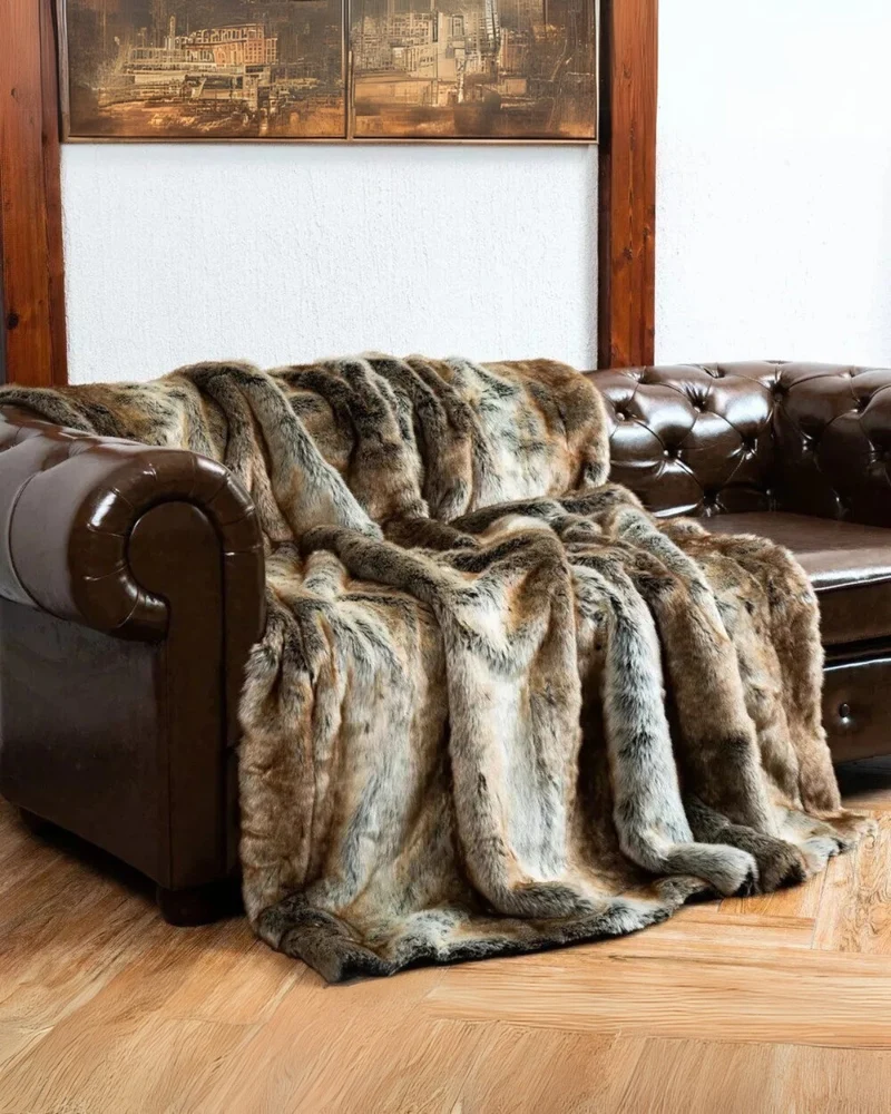 Imitatiebont Plaid 127x152cm of 150x200cm Wit Bruin Grijs Goud Scandinavische Woonkamer Slaapkamer Decoratieve Luxe Zachte Textiel Premium Woondeken | Sansoti