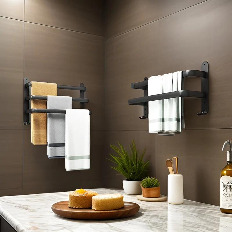 Handdoekrek Wandmontage Aluminium Zwart 40-60cm Badkamer Plank | Sansoti