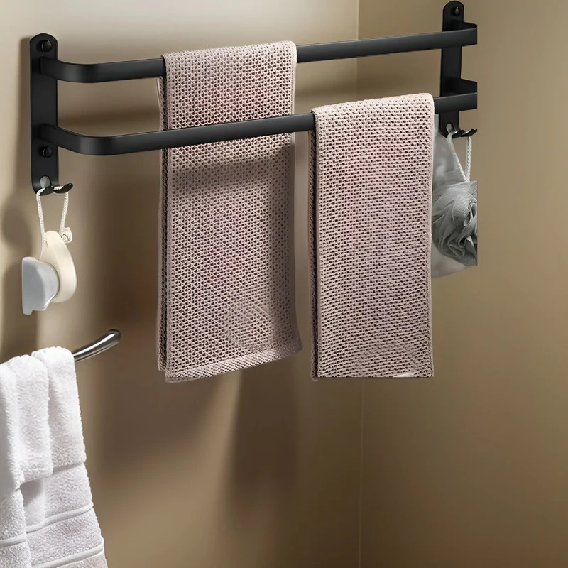 Handdoekrek Wandmontage Aluminium Zwart 40-60cm Badkamer Plank | Sansoti
