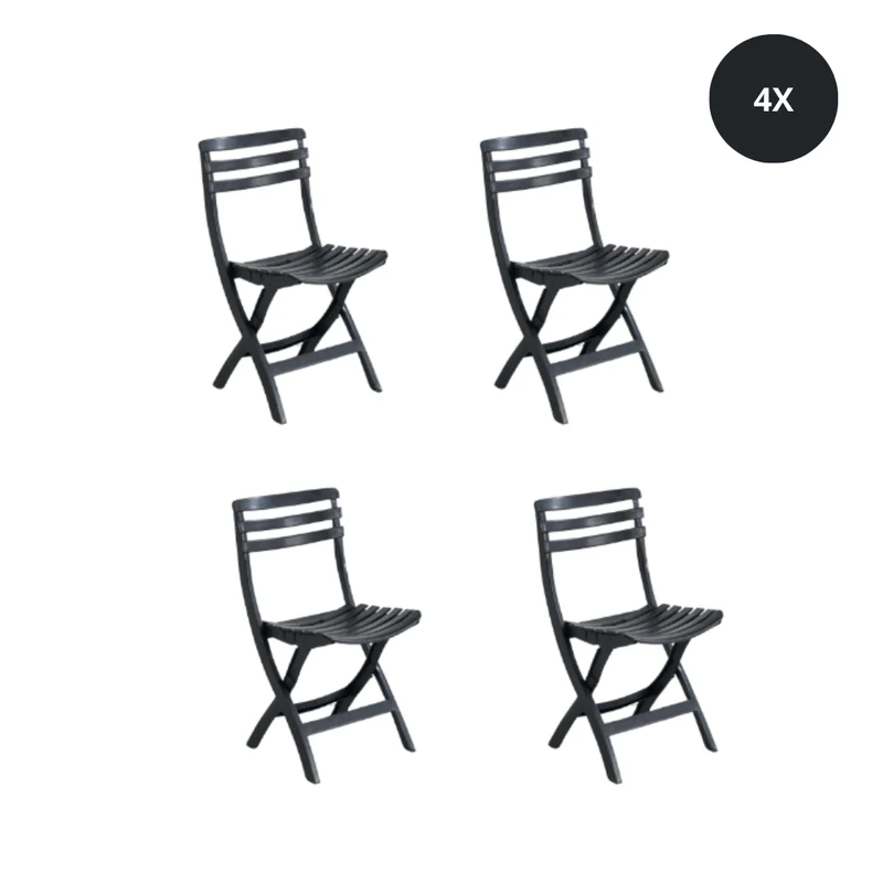 Livista® - Set van 4 Stoelen - Zwart - Vouwbaar - Draagbare, Eenvoudige Stoelen voor Tuin en Balkon
