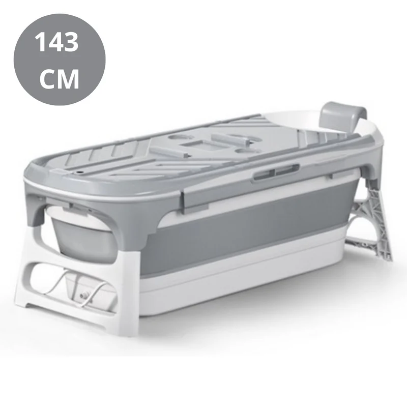 Livista Opvouwbaar bad - Bad Grijs - Zitbad - Inklapbaar - Bath Bucket - 143 CM LANG - - Incl. Badkussen & Bad Accessoires