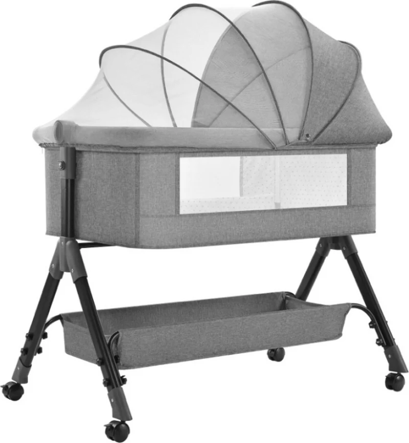 Livista® 3-in-1 Babybed - Verstelbare Hoogte - 4 Wielen met Slot - Meergroeibed - Mosquito Net - Peuterbed - Inklapbaar en Verstelbare Schommelstand