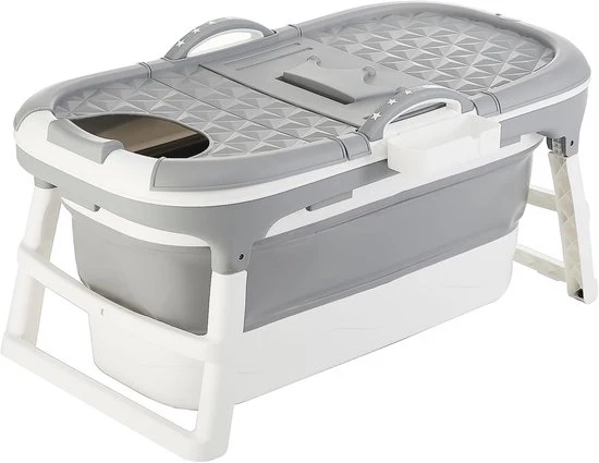 Livista® - Opvouwbaar Bad - Grijs - Ijsbad Volwassenen - 118 cm - Inklapbaar - Bath Bucket - Met Onderwater LED en Kussen - 1 jaar garantie
