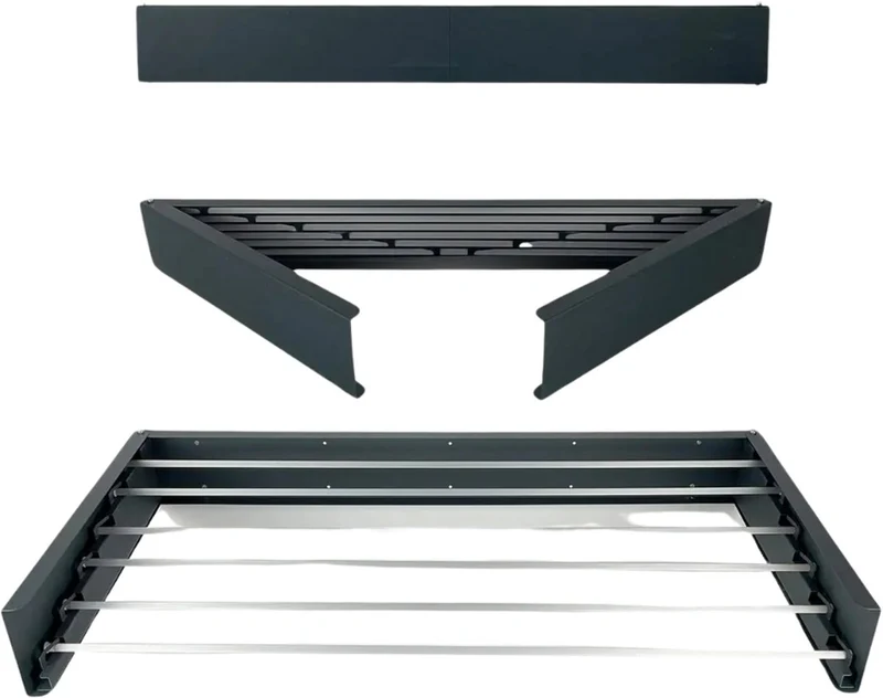Livista Opvouwbaar Wanddroogrek – 100x40x10,5 cm – Aluminium – Stevig en Ruimtebesparend – Voor Binnen & Buiten – Zwart