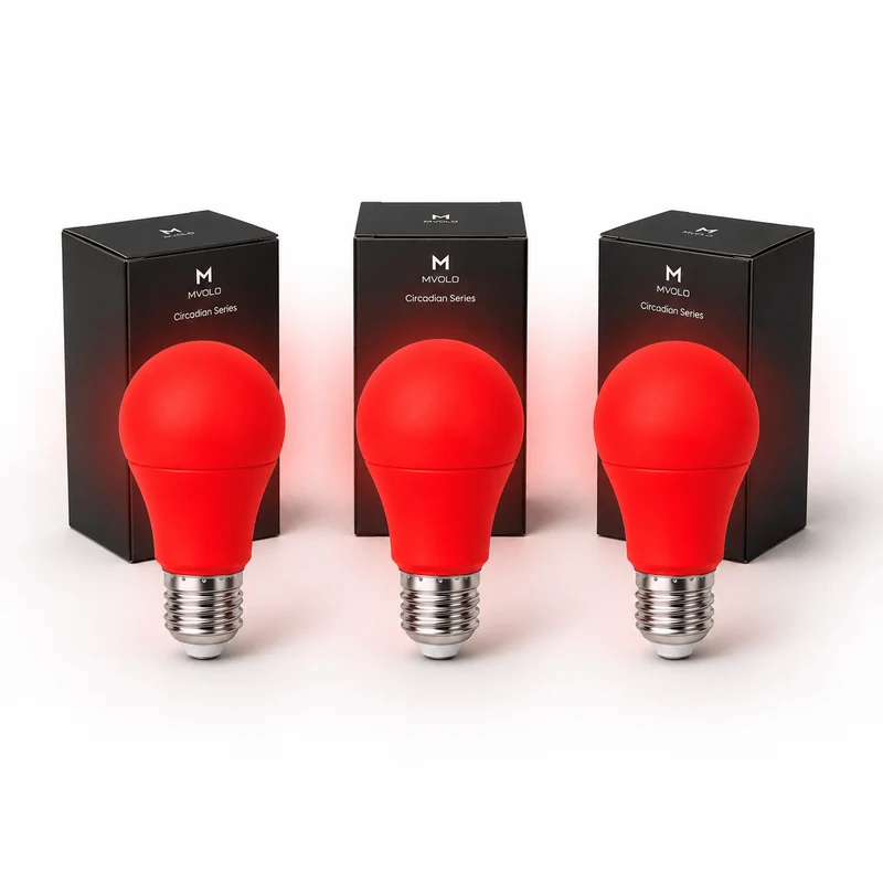 Mvolo Circadian Series Avondlamp E27 3-Pack - Rood Licht 630 nm - Geen Blauw Licht - Slaaplamp Flikkervrij - Heel Huis op Rood Licht