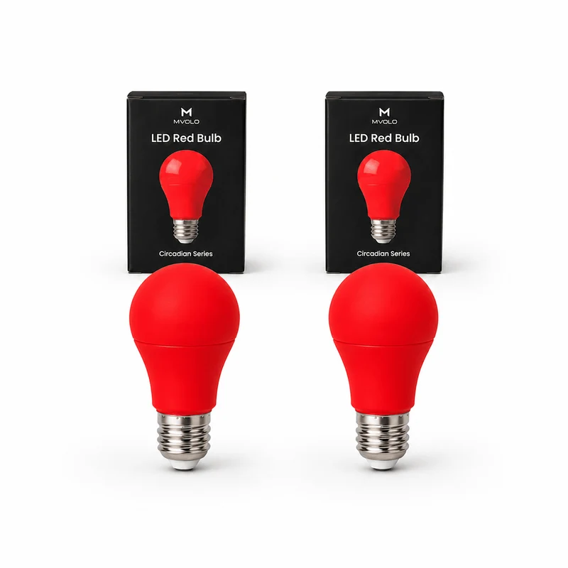 Mvolo Circadian Series Avondlamp E27 2-Pack - Rood Licht 630 nm - Geen Blauw Licht - Slaaplamp Flikkervrij - Stimuleert Melatonine en Bioritme