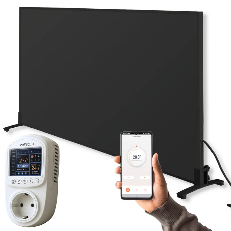 Infraroodpaneel P800IQP – 800W met IQP Wifi - Vrijstaand - Zwart