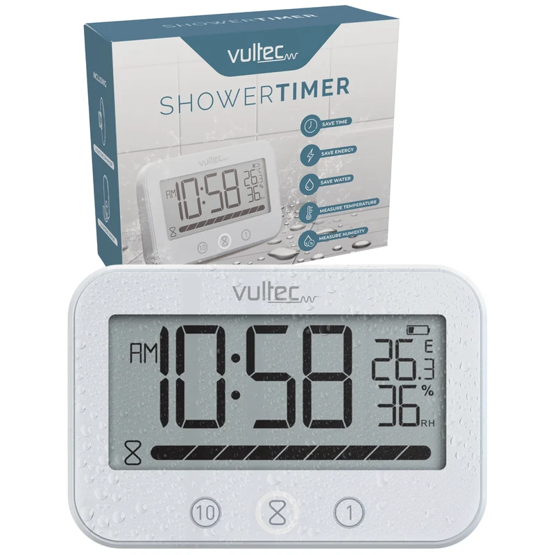 Douchetimer T7 - Digitale waterdichte timer - Digitaal - Wit - IPX4