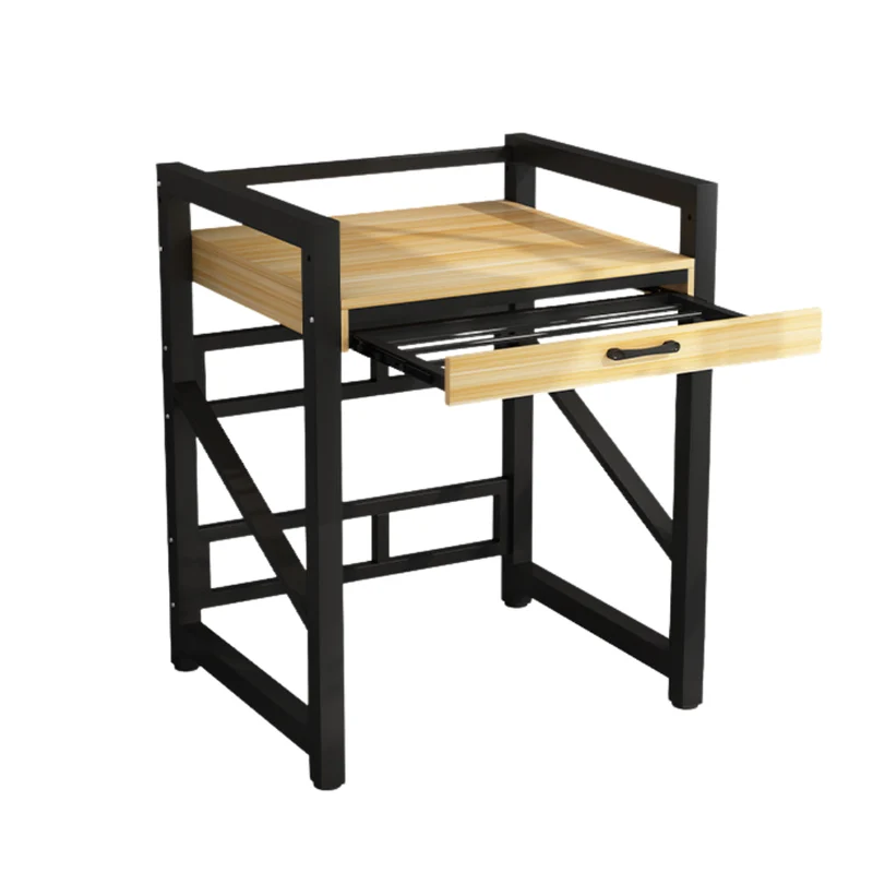 Livista Wasmachinerek – Met Uitschuifbare Hangstang – 200 kg Draagvermogen – Ruimtebesparende Wasmachine Organizer – Versterkt Stalen Frame – 3 Hoogtestanden – Water-, Kras- en Hittebestendig Werkblad – Antislip Voetjes – Zwart/Hout