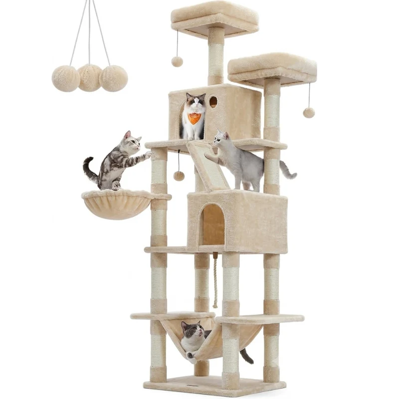 Livista Krabpaal voor zware katten - Hoge krabpaal - Krabpaal boomstam - Krabpaal voor grote katten - Kat toren - Krabpaal plafond - Stevige krabpaal - Krabpaal voor katten - XXL - Katten verblijf