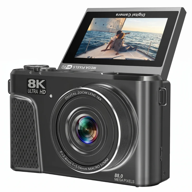 Livista Digitale Camera 8K - 88MP - 18X Digitale Zoom - WiFi - 3.0" UHD-display - Fototoestel - Mini Camera - Fotocamera - Compact Camera - Incl. 64GB SD Kaart - Vlog Camera voor Kinderen