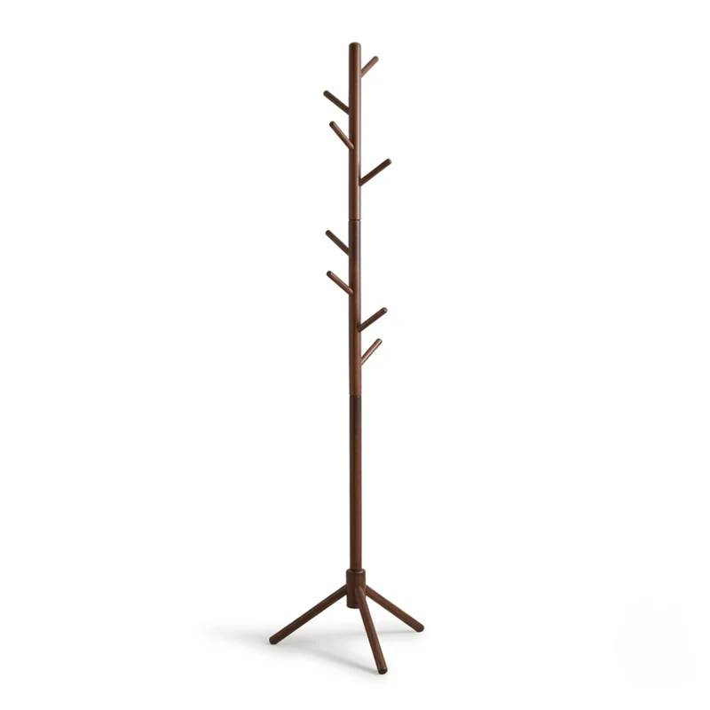 Livista Kapstok Staand – Houten Kapstok – met 8 Haken – Beukenhout – 175 cm – Bruin
