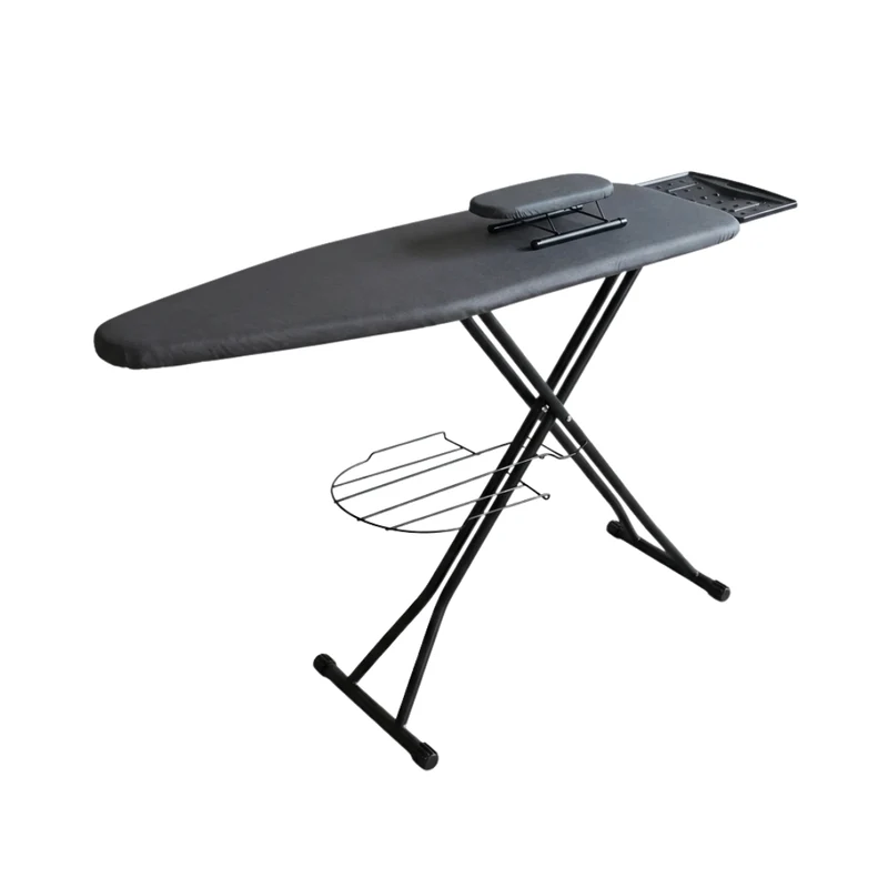 Livista Strijkplank – 120x38 cm – Met Mouwplankje en Opbergrek – Verstelbaar in 6 Hoogtes – Extra Groot Strijkijzerplateau – Stabiel Stalen Frame – Donkergrijs