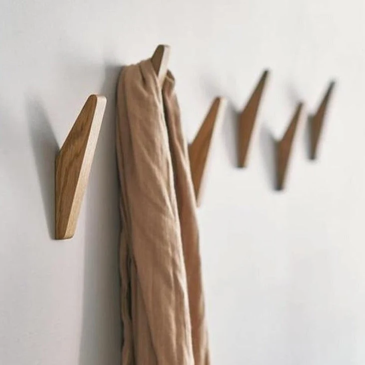 Wandhaken Hout Set van 2 13,5 cm Naturel Kapstok Badkamer Hal Handdoekhaak Wandkapstok Minimalistisch Boho Interieur | Sansoti