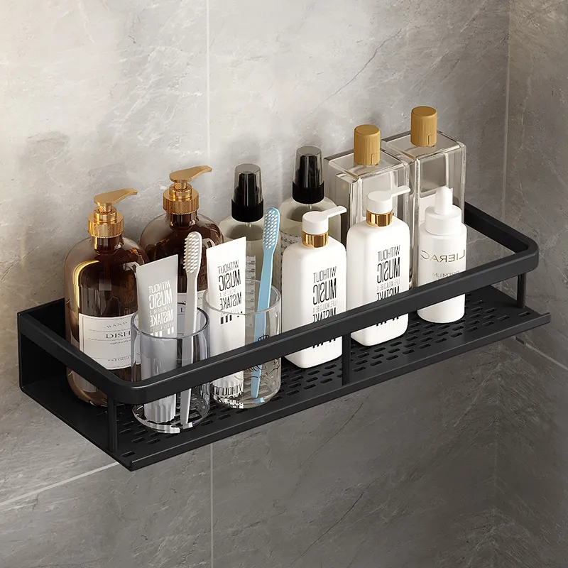 Doucherek Aluminium Zwart 30 50 60cm Wandrek Badkamer Douche Opbergplank Shampoo Rek Ruimtebesparend | Sansoti
