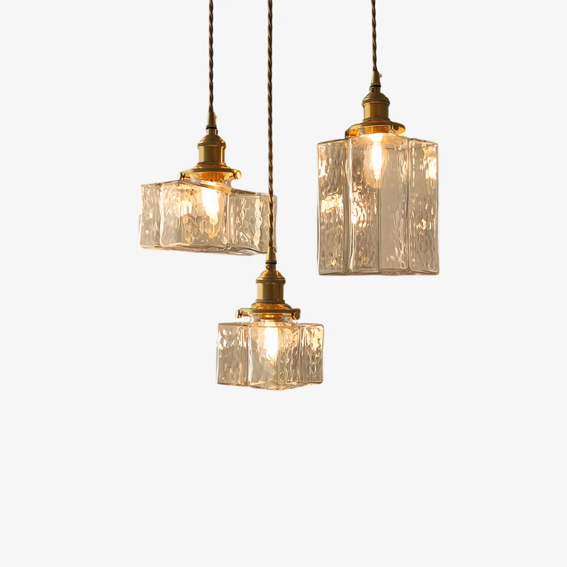 Hanglamp Glas Retro Textuur Vintage Messing E27 Keuken Eiland | Sansoti