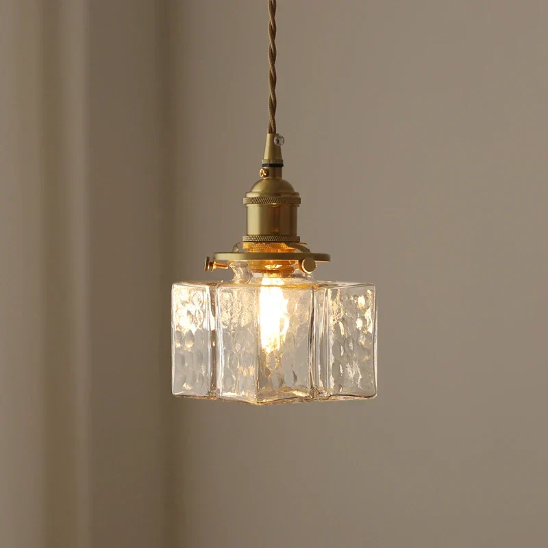 Hanglamp Glas Retro Textuur Vintage Messing E27 Keuken Eiland | Sansoti