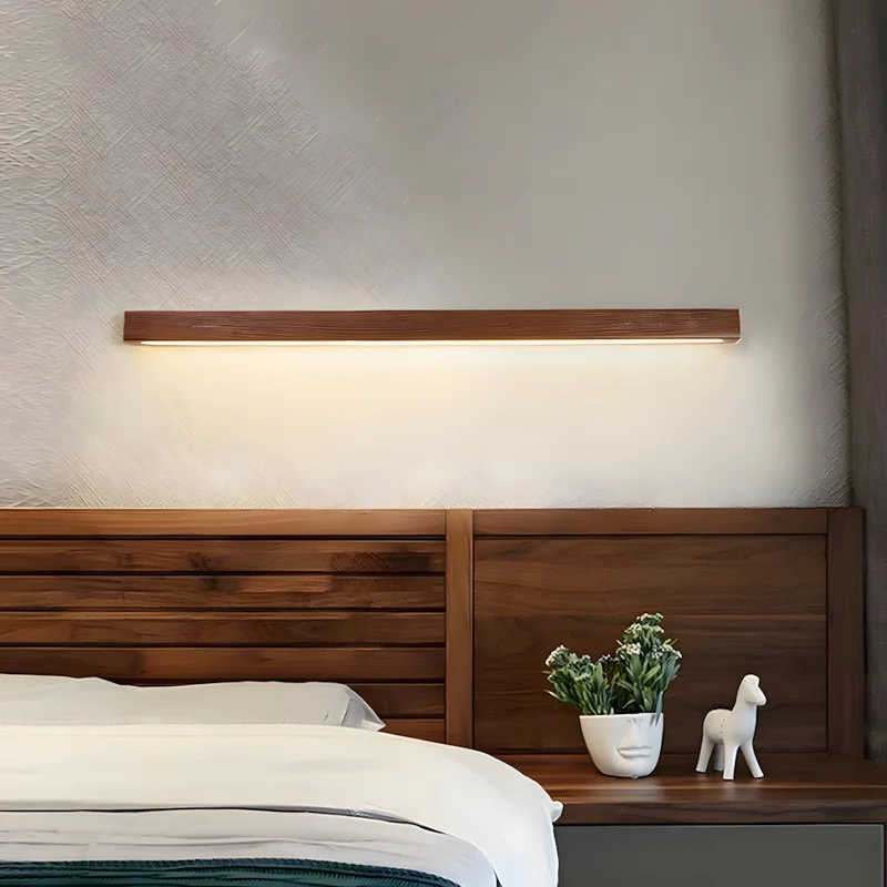 Houten Wandlamp met Spiegel LED Badkamer Slaapkamer Keuken Rond Acrylic | Sansoti