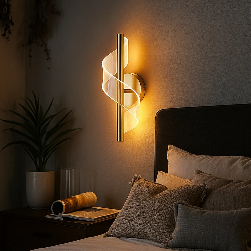 Wandlamp LED Spiraal Acryl Zwart Metaal Woonkamer Slaapkamer Gang Decoratieve Muurlamp Modern Sculpturaal | Sansoti